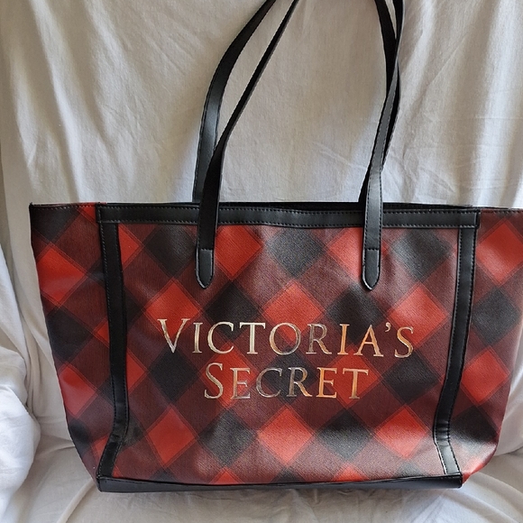 Victoria's Secret | Bags | Victorias Secret Red And Black Tote Bag With ...